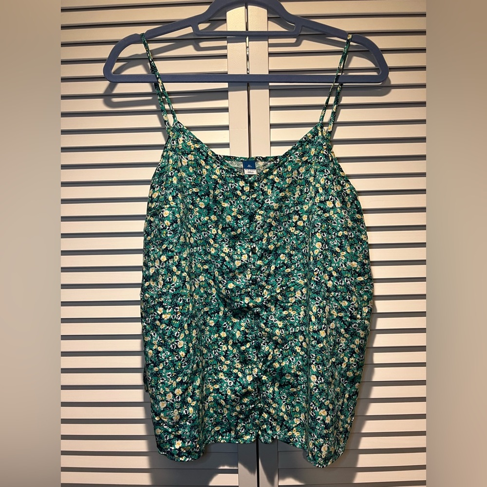 OLD NAVY Floral Tank, Green, XL Tall